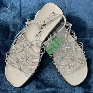 Dressy Stretchy Silver Sandals
